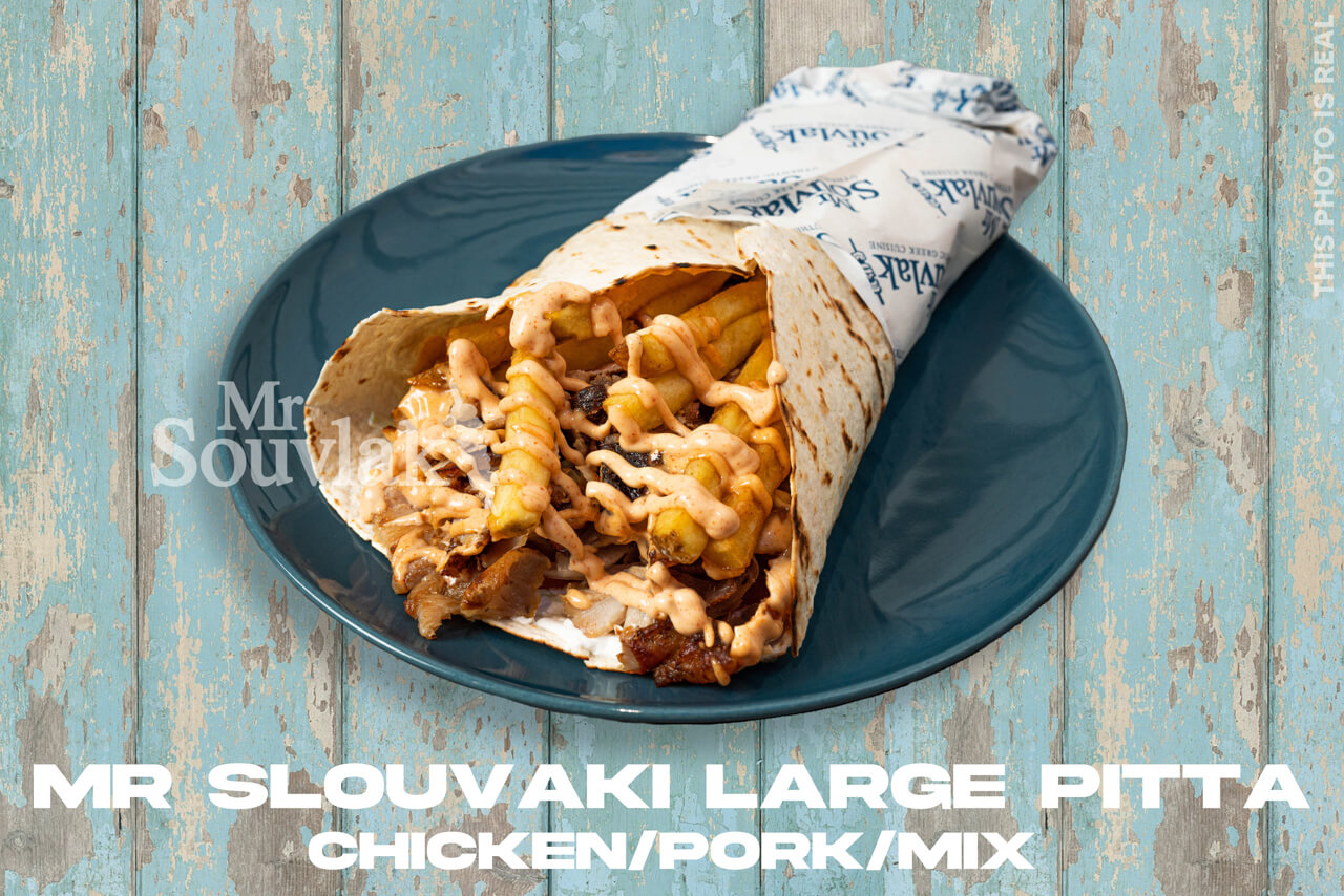 Mr Slouvaki Large Pitta Chicken-Pork-Mix